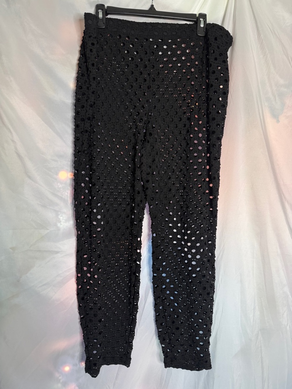 Black Crochet Knit Kids Leggings